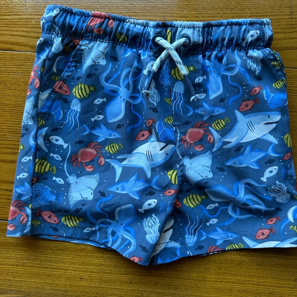Tommy Bahama Kids' Blue Ocean Print Swim Shorts